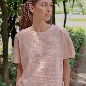 Pure J Jill Embroidered Short Sleeve Cotton Relaxed Fit Top